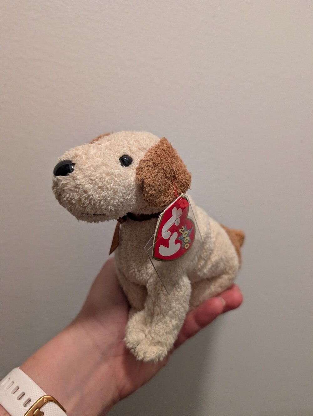 "Rufus" Ty Beanie Baby Plush Dog Toy in Cream and Brown